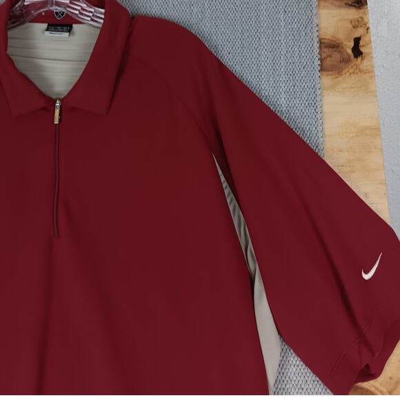 Nike Golf Fit Dry Quarter Zip Polo Men's XL Red/White Lightweight Performance - Picture 3 of 12